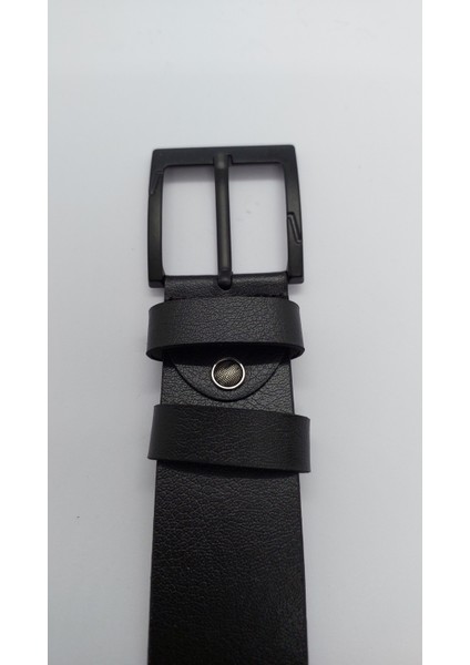 Erkek Kemer Çocuk Yetişkin Siyah Kare Tokalı Deri