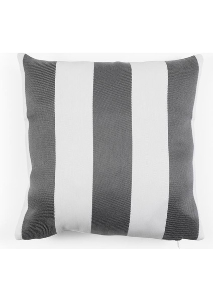 Gri Beyaz Çizgili Outdoor 40X40 cm Kare Kırlent Kılıfı
