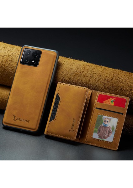 Xiaomi Poco X6 Pro 5g Uyumlu Kılıf Zebana 2in1 Elite Class Cüzdanlı Deri Kılıf Kahverengi