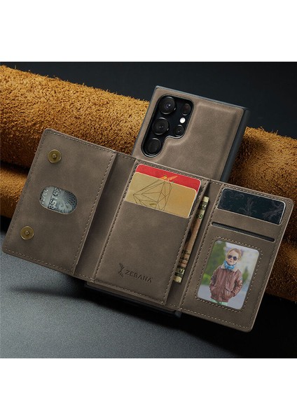 Samsung Galaxy S24 Ultra Uyumlu Kılıf Zebana 2in1 Elite Class Cüzdanlı Deri Kılıf Koyu Kahverengi fiyatları