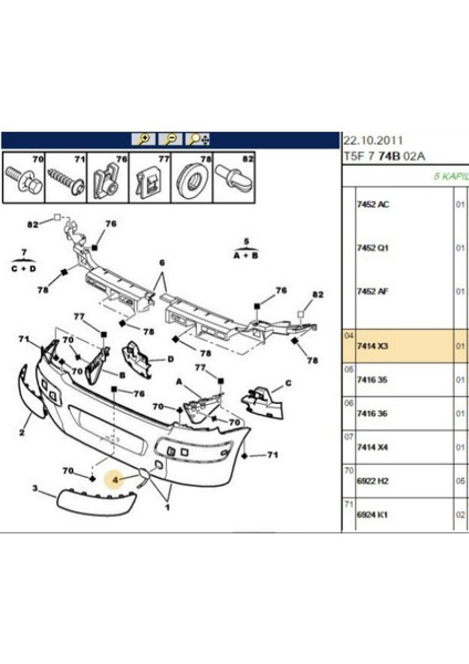 Arka Tampon Çeki Kapak 307 (MGA941741-BPE309033-7414X3)