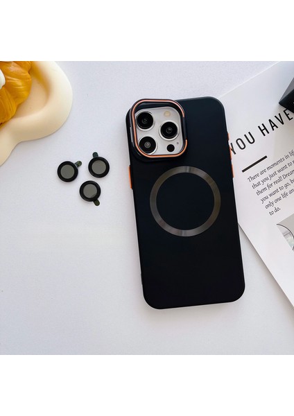 Apple iPhone 15 Pro Uyumlu Kılıf Zebana Titanium Rubber Kılıf (Kablosuz Şarj Destekli) Siyah Titanyum