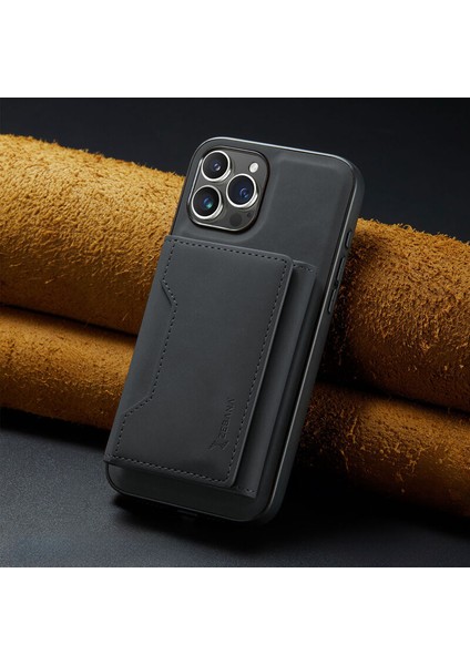 Apple iPhone 15 Pro Max Uyumlu Kılıf Zebana 2in1 Elite Class Cüzdanlı Deri Kılıf Siyah
