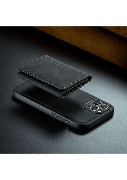Apple iPhone 15 Pro Max Uyumlu Kılıf Zebana 2in1 Elite Class Cüzdanlı Deri Kılıf Siyah fırsatları