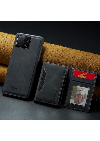Xiaomi Poco X6 Pro 5g Uyumlu Kılıf Zebana 2in1 Elite Class Cüzdanlı Deri Kılıf Siyah