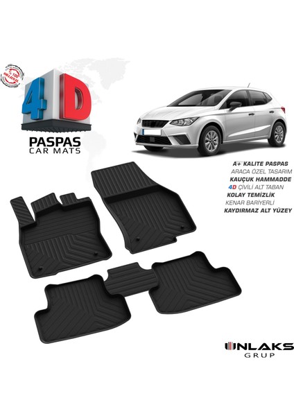 Seat Ibiza 5 Ferrous 4d Havuzlu Kauçuk Paspas 2017 ve Üstü