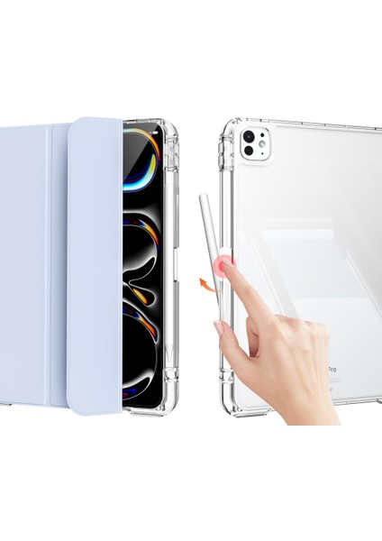 iPad Pro 11 M4 2024 Uyumlu Sürgülü Kapaklı Kılıf Kalem Bölmeli Standlı Mıknatıslı Ayrılabilen Kapak indirimleri