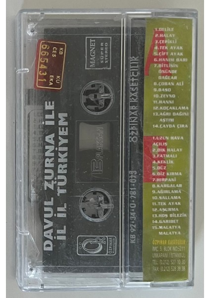 Ali Kaya Il Il Türkiyem 2 Kaset (Orjnal Dönem Baskı Kaset) fiyatları