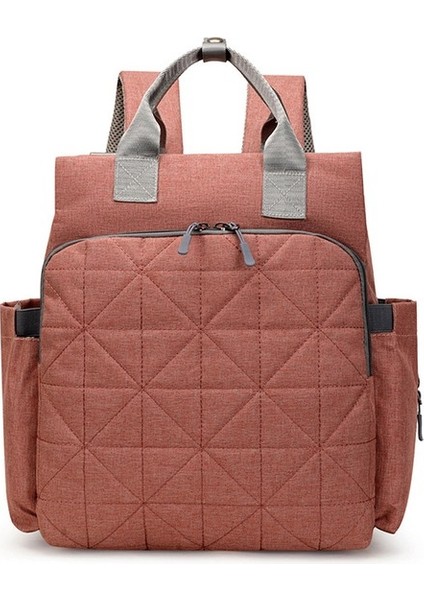 Lovehome Büyük Kapasiteli Kareli Kumaş Anne Bebek Sırt Çantası - Gri (Yurt Dışından)