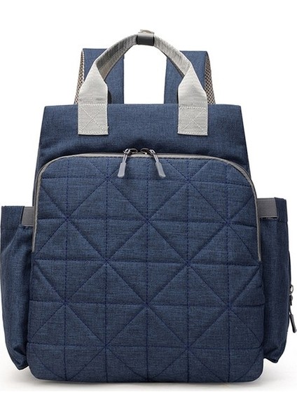 Lovehome Büyük Kapasiteli Kareli Kumaş Anne Bebek Sırt Çantası - Gri (Yurt Dışından)