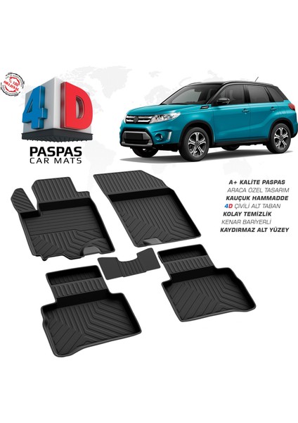 RK Carshop Suzuki Vitara 4 Ferrous 4d Havuzlu Kauçuk Paspas 2015 ve Üstü