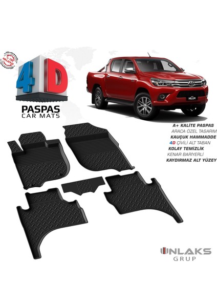 Toyota Hilux 8 Ferrous 4d Havuzlu Kauçuk Paspas 2015 ve Üstü
