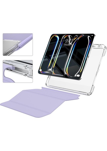 iPad Pro 11 M4 2024 Uyumlu Sürgülü Kapaklı Kılıf Kalem Bölmeli Standlı Mıknatıslı Ayrılabilen Kapak fiyatları