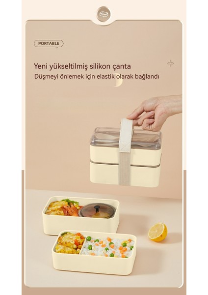 Japon Tarzı Kare Mikrodalga Isıtmalı Çift Katlı Öğle Yemeği Kutusu // Öğrenci Öğle Yemeği Kutusu DL113 (Yurt Dışından) fırsatları