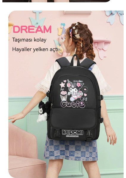 Kuromi Çantası Ortaokul Öğrenci Sırt Çantası Büyük Kapasiteli Lise ve Üniversite Öğrenci Sırt Çantası (Yurt Dışından)