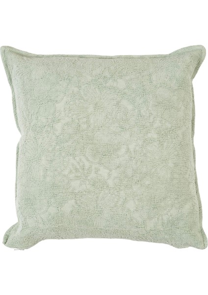 Şönil Çiçek 45*45 cm Kırlent Kılıfı Turkuaz