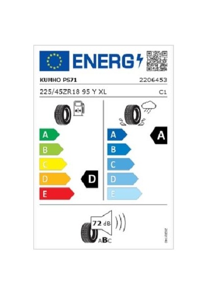 225/45 R18 95Y Xl Ecsta Ps71 Oto Yaz Lastiği ( Üretim Yılı: 2024 )