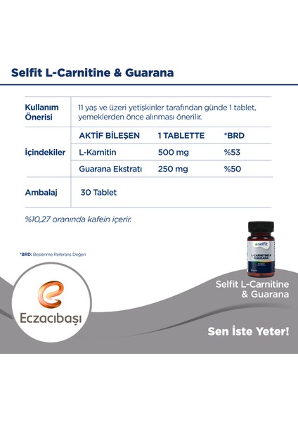 L-Carnitine & Guarana 30 Tablet