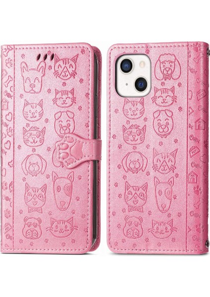 Iphone 13 Mini Deri Kılıf Kapak Kapak Darbeye Karikatür Kısa (Yurt Dışından)