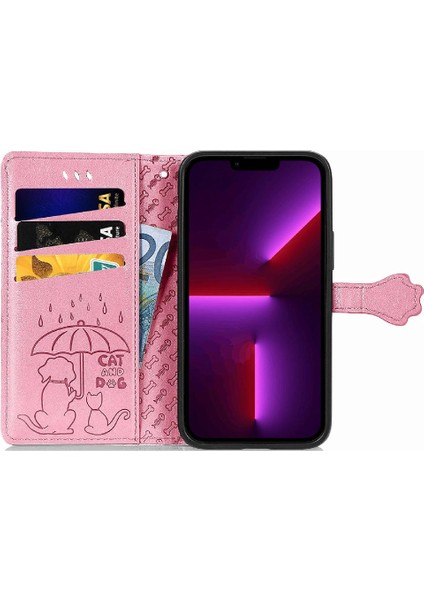 Iphone 13 Mini Deri Kılıf Kapak Kapak Darbeye Karikatür Kısa (Yurt Dışından)
