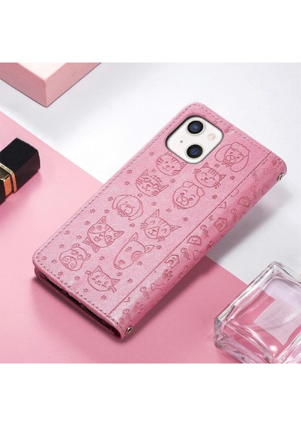 Iphone 13 Mini Deri Kılıf Kapak Kapak Darbeye Karikatür Kısa (Yurt Dışından)