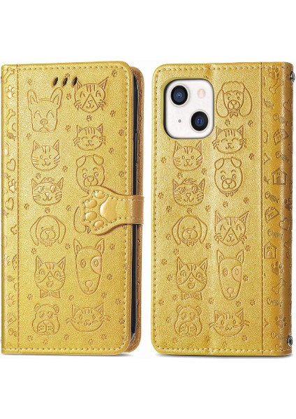 Iphone 13 Mini Deri Kılıf Kapak Kapak Darbeye Karikatür Kısa (Yurt Dışından)