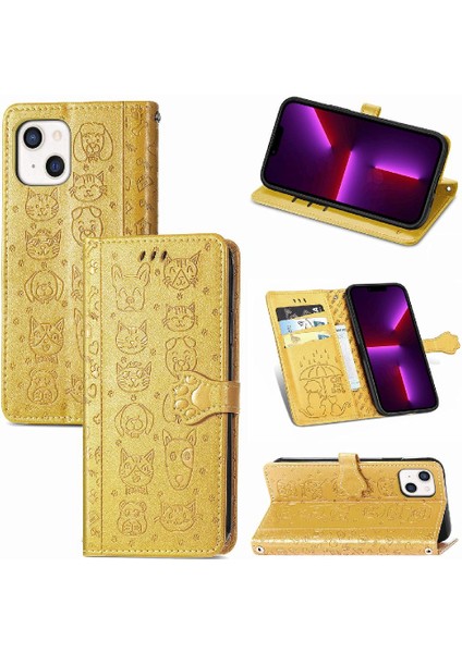 Iphone 13 Mini Deri Kılıf Kapak Kapak Darbeye Karikatür Kısa (Yurt Dışından)