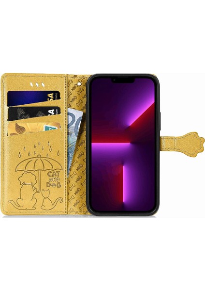 Iphone 13 Mini Deri Kılıf Kapak Kapak Darbeye Karikatür Kısa (Yurt Dışından)