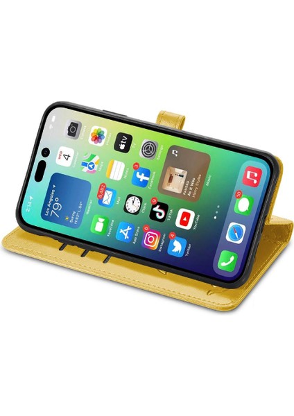 Mellow Mall Iphone 14 Için Kılıf Kapak Kapak Kısa Kayış Deri Kılıf Karikatür Hayvanlar (Yurt Dışından)