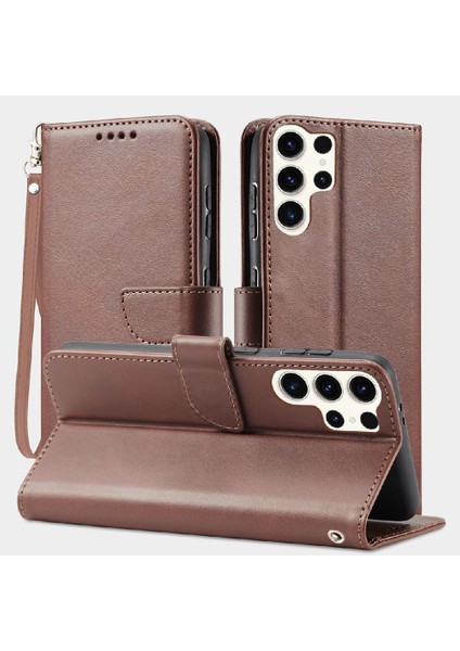 Samsung Galaxy S24 Ultra Deri Folio Flip Case Kart Ekleme Için Kılıf (Yurt Dışından)