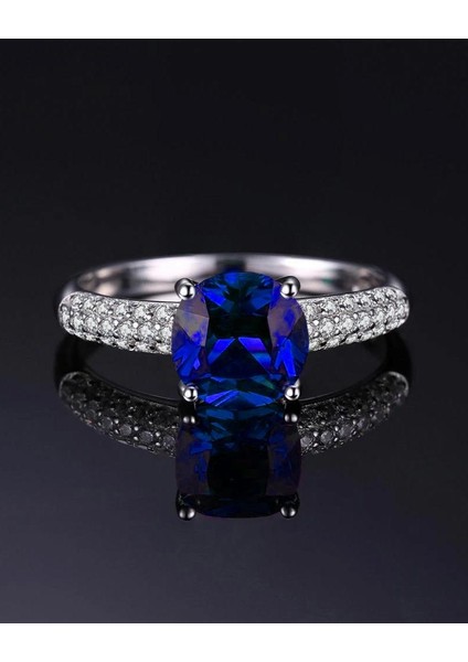 Safir Taşlı Diamond Yarımtur Tektaş Kadın Gümüş Yüzük modelleri