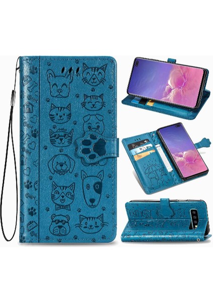 Samsung Galaxy S10 Artı Kılıf Karikatür Hayvanlar Kısa Kayış (Yurt Dışından)