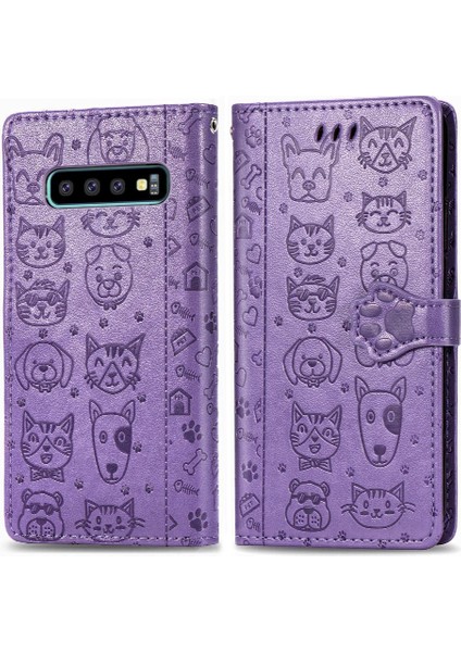 Samsung Galaxy S10 Artı Kılıf Karikatür Hayvanlar Kısa Kayış (Yurt Dışından)