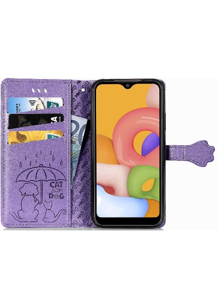 Samsung Galaxy A01 Için Kılıf Kısa Kayış Darbeye Deri Kılıf Flip (Yurt Dışından)
