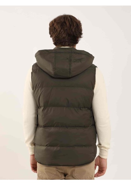 Kahverengi Erkek Regular Fit Düz Kapüşolu Yelek Mont - 96758 indirimleri
