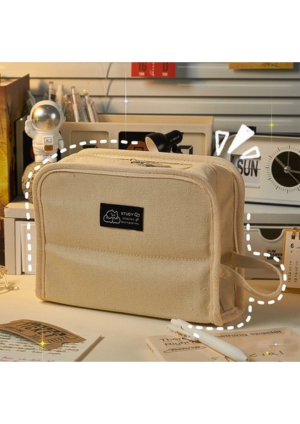 Tuval Kalem Kutusu Büyük Kapasiteli Kızlar Kırtasiye Depolama Kalem Kutusu (Yurt Dışından)