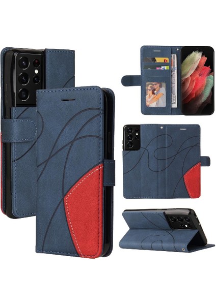 Samsung Galaxy S21 Ultra Pu Deri Flip Folio Kılıf Kickstand (Yurt Dışından)