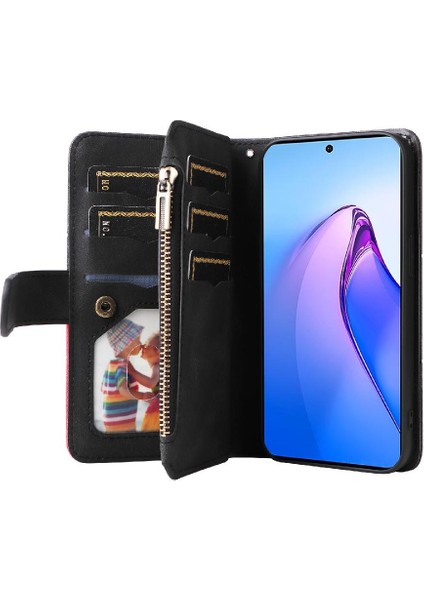 Kart Yuvası Standı Fermuar Cüzdan Tarzı ile Oppo Oppo 8 Pro 5g Için Kılıf (Yurt Dışından)