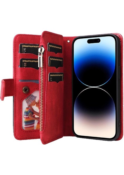 Kart Yuvası Standı Fermuar ile IPhone 14 Pro Kickstand Koruyucu Kılıf (Yurt Dışından)