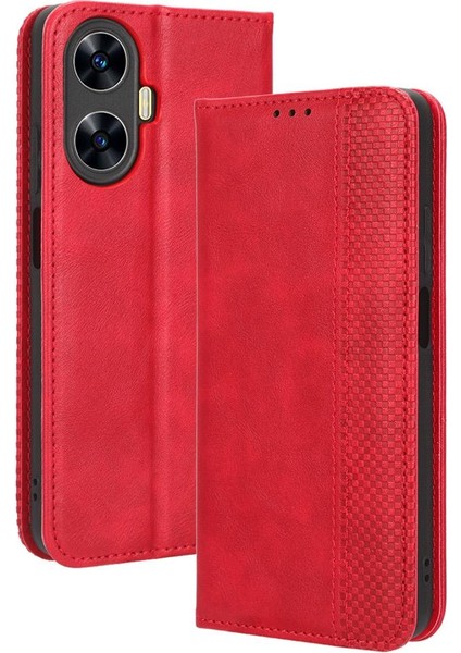 Realme C55 4g Cüzdan Manyetik Kapatma Pu Deri Için Kılıf (Yurt Dışından)