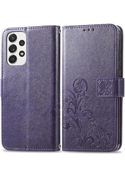 Samsung Galaxy A73 5g Dört Yapraklı Yonca Flip Kapak Zarif Kısa (Yurt Dışından)