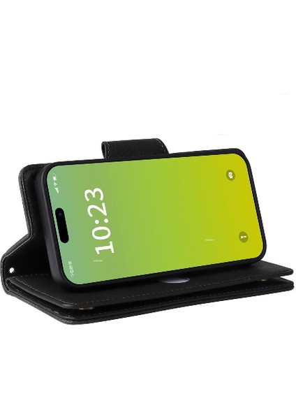 El Kayışı Manyetik Kart ile iphone 15 Artı Fermuar Cüzdan Kapak (Yurt Dışından)