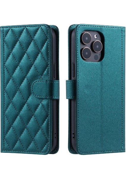 Telefon Kılıfı Için iphone 15 Pro Manyetik El Kayışı Flip Folio Cüzdan Kart (Yurt Dışından)
