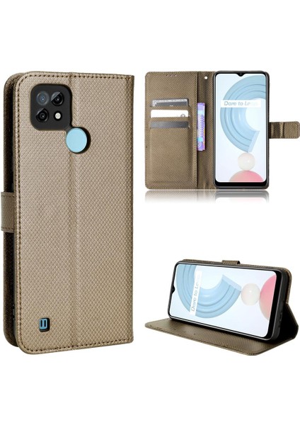 Realme C21 Kart Tutucu Kapak Manyetik Cüzdan Kickstand Için Kılıf (Yurt Dışından)
