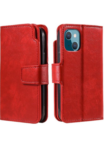 IPhone 14 Için Kılıf Artı Cüzdan Manyetik Kickstand 9 Kart Yuvaları Pu Deri (Yurt Dışından)