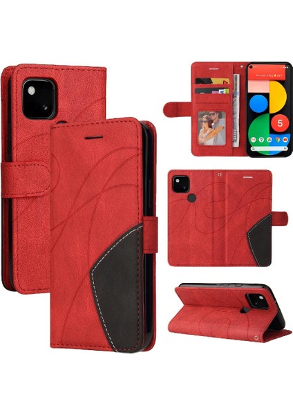 Kart Yuvası Standı ile Google Piksel 5 Için Kılıf Pu Deri Flip Folio Kılıf (Yurt Dışından)