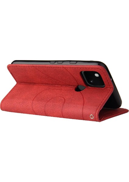 Kart Yuvası Standı ile Google Piksel 5 Için Kılıf Pu Deri Flip Folio Kılıf (Yurt Dışından)
