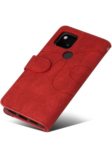 Kart Yuvası Standı ile Google Piksel 5 Için Kılıf Pu Deri Flip Folio Kılıf (Yurt Dışından)