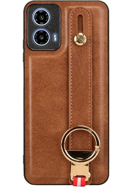 Motorola Moto G34 Kolaylık Bilek Kayışı Premium Pu Deri Kılıf (Yurt Dışından)