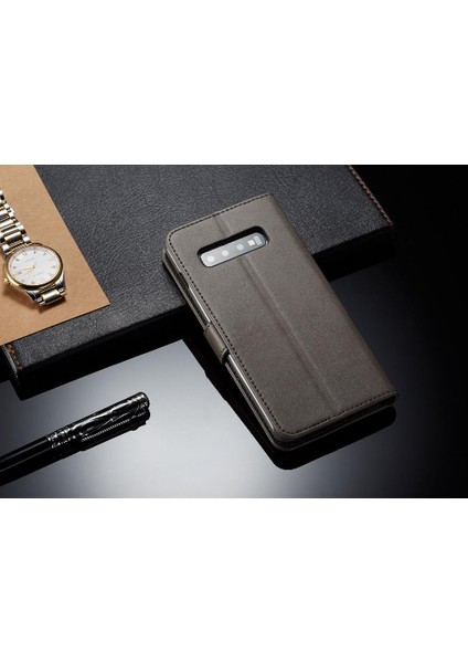 Samsung Galaxy S10 Artı Buzağı Doku Yatay Çevir Deri Kılıf (Yurt Dışından)